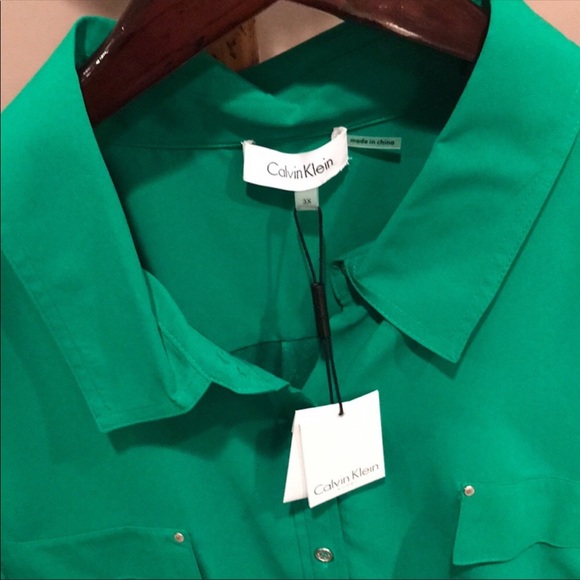 Calvin Klein Dresses & Skirts - Calvin Klein shirtdress emerald green 3x utility style